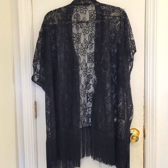 Oragami NWOT Black Floral Lace Kimono XXL - Picture 2 of 11